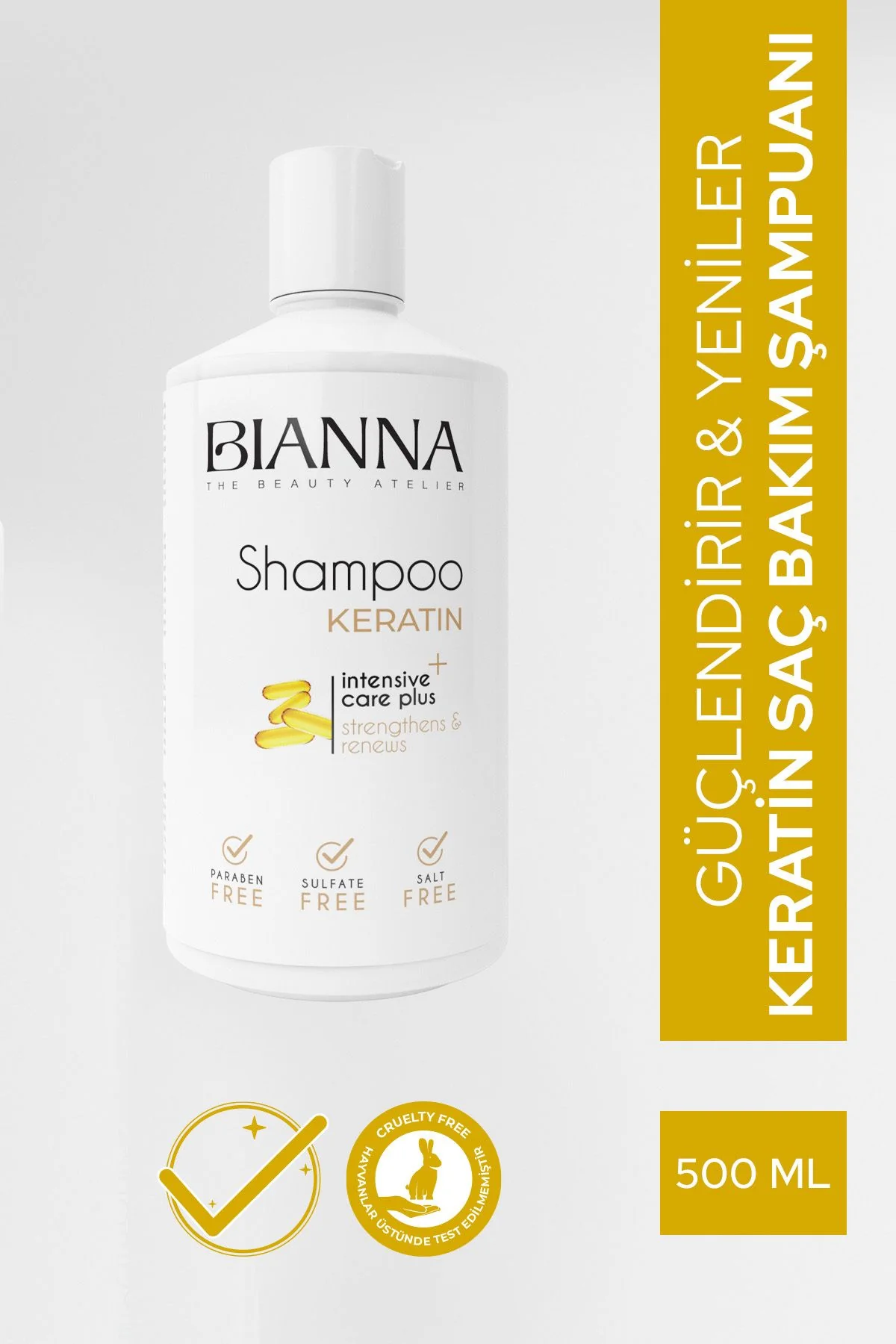 Bianna Keratin Shampoo Intensive Care Plus – Stärkende Haarpflege, 500 ml Bianna Keratin Shampoo Intensive Care Plus –500 ml – Bild 1
